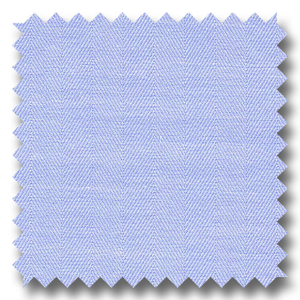 Light Blue Solid 2Ply Mini Herringbone - Custom Dress Shirt