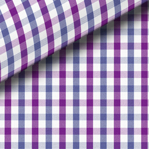 Navy Blue & Plum Check Broadcloth Dress Shirt