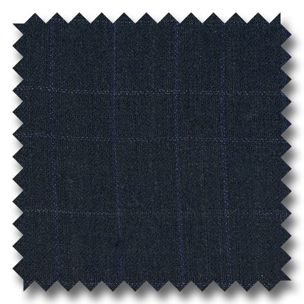 Navy Windowpane 100% Wool