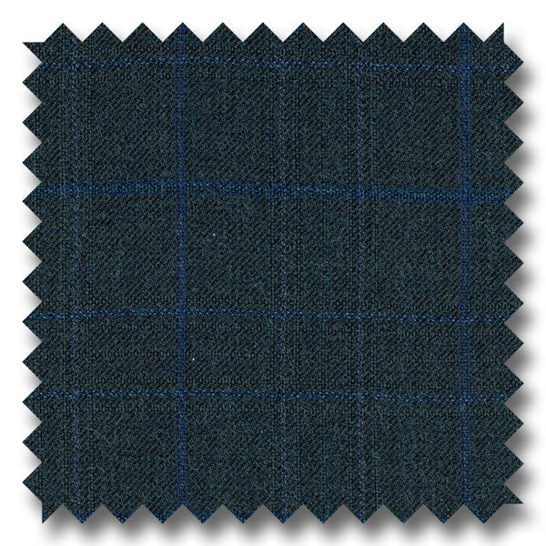 Brown with Blue Windowpane 100% Wool