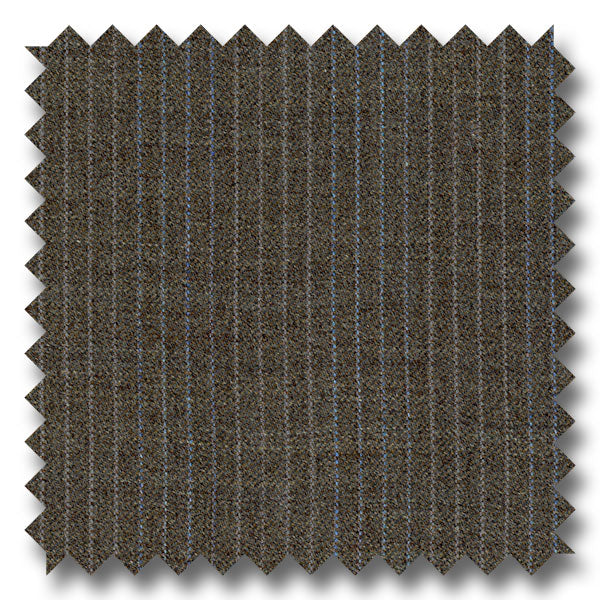 Brown with Silver & Blue Pinstripes 100% Wool