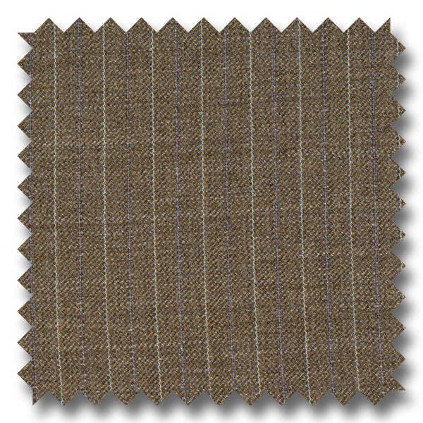 Light Brown with Blue Pinstripes 100% Wool