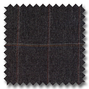 Charcoal with Silver & Maroon Windowpane 100% Wool