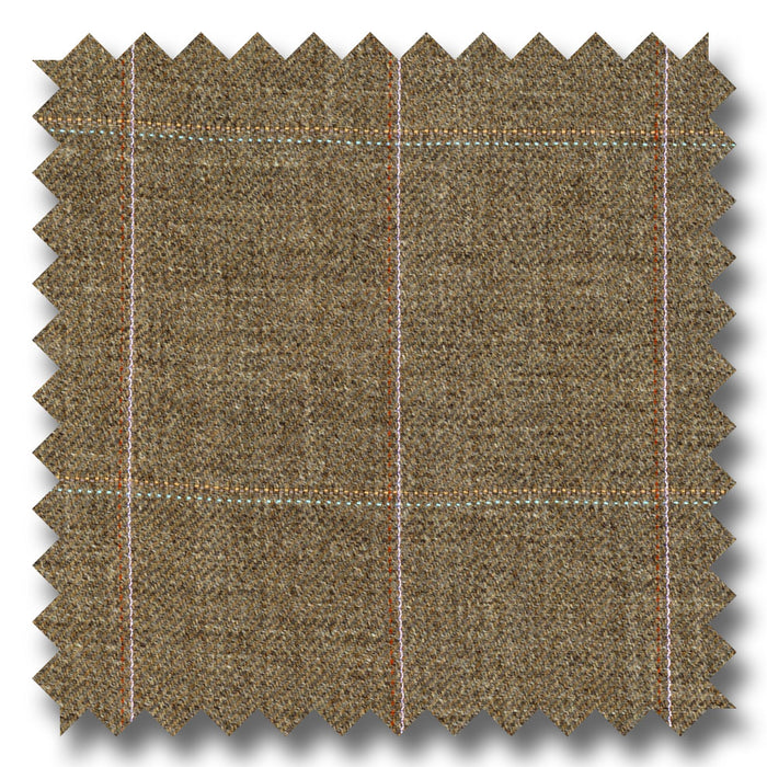 Light Brown with Multi Color Windowpane 100% Wool