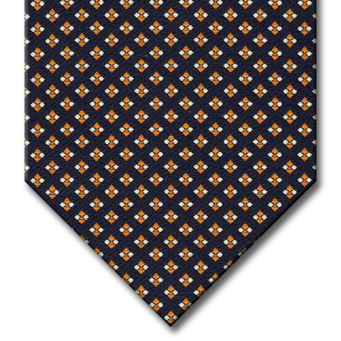 Navy with Tan and Silver Dot Pattern Tie