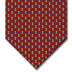 Red with Blue and Champagne Dot Pattern Tie