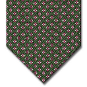 Green with Pink and Silver Dot Pattern Tie