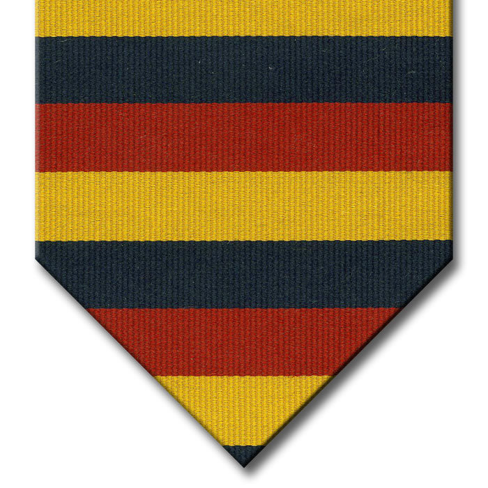 Gold, Navy and Red Blue Stripe Tie