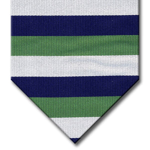 Green, Navy and Silver Stripe Tie