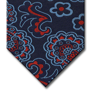 Navy with Red and Light Blue Paisley Tie
