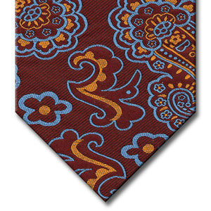 Burgundy with Orange and Light Blue Paisley Tie