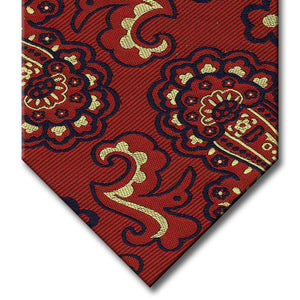 Red with Navy and Champagne Paisley Tie