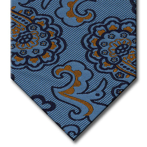 Light Blue with Navy and Brown Paisley Tie
