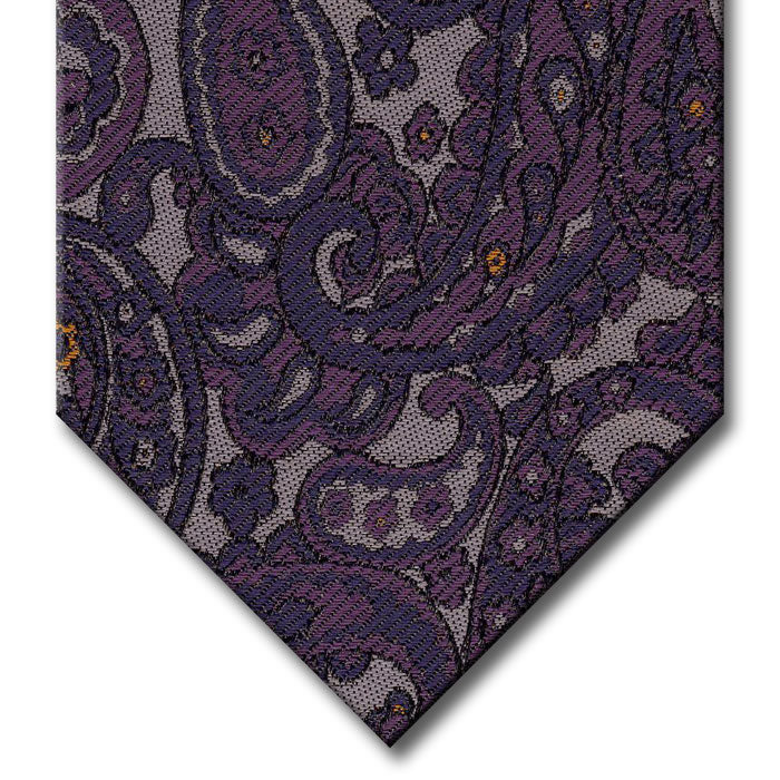 Charcoal Gray with Plum and Navy Paisley Tie