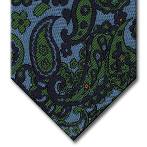 Light Blue with Navy and Green Paisley Tie