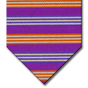 Purple with Blue, Orange and Silver Stripe Tie