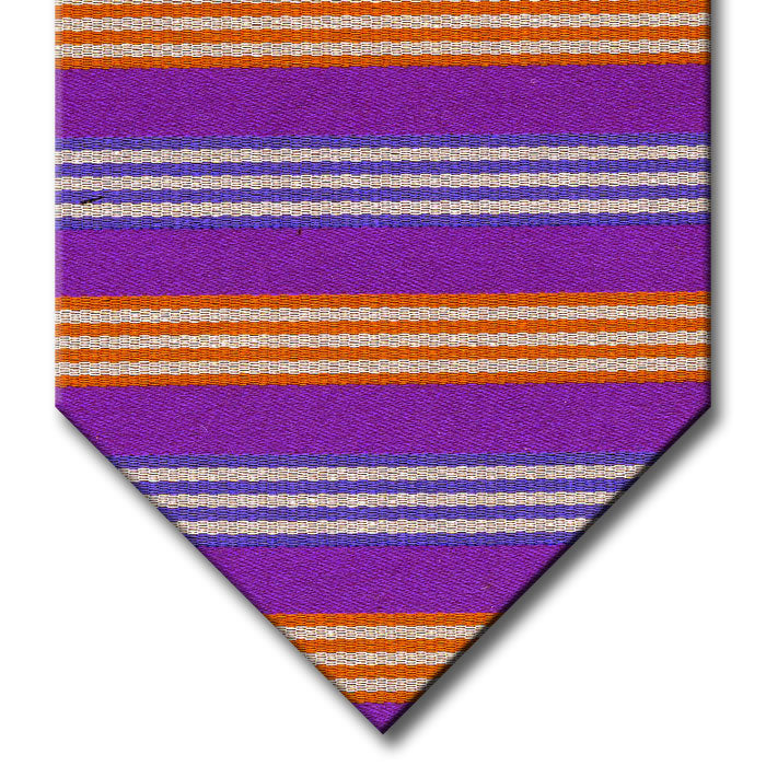 Purple with Blue, Orange and Silver Stripe Tie