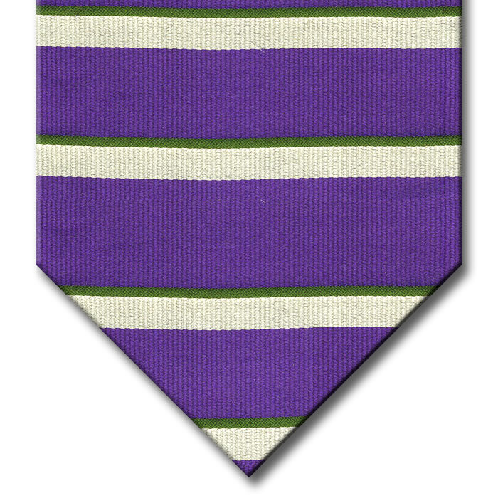 Purple with Green and Silver Stripe Tie