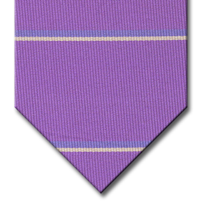 Lavender with Light Blue and Silver Stripe Tie