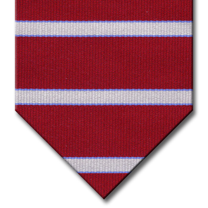 Burgundy with Light Blue and Silver Stripe Tie