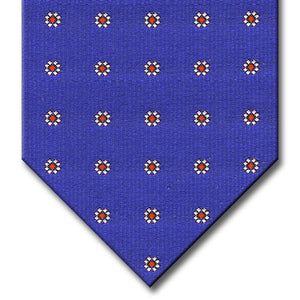 Blue with Orange and Silver Floral Pattern Tie