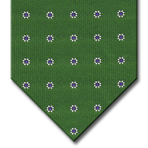 Green with Purple and Silver Floral Pattern Tie