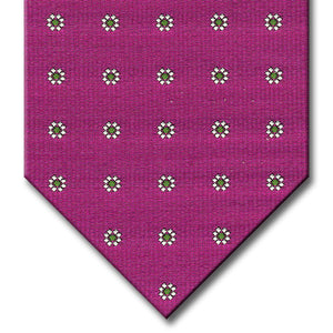 Pink with Green and Silver Floral Pattern Tie