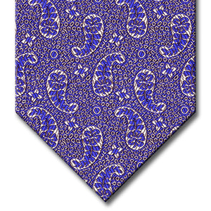 Blue with Silver Paisley Pattern Custom Tie