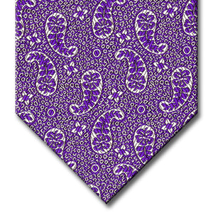 Purple with Silver Paisley Pattern Custom Tie