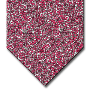 Red with Silver Paisley Pattern Custom Tie