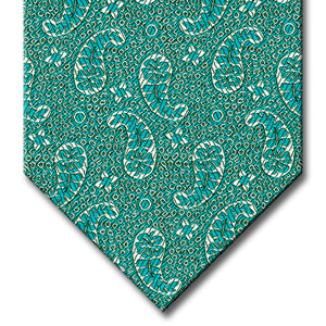 Aqua with Silver Paisley Pattern Custom Tie