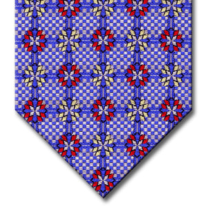 Blue and Silver with Red and Yellow Medallion Tie
