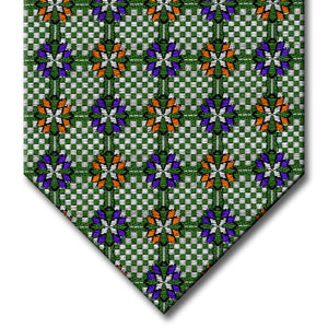 Green and Silver with Purple and Orange Medallion Tie