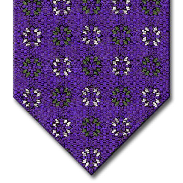 Purple with Green and Silver Medallion Tie