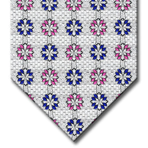 Silver with Navy and Pink Medallion Custom Tie