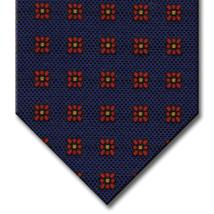 Navy with Red and Orange Floral Pattern Tie