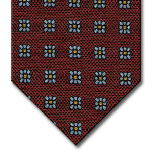 Burgundy with Pewter and Orange Floral Pattern Tie