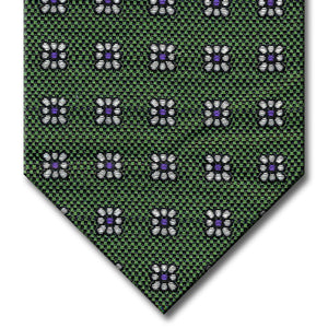 Green with Purple and Silver Floral Pattern Custom Tie