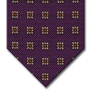 Purple with Silver and Orange Floral Pattern Tie