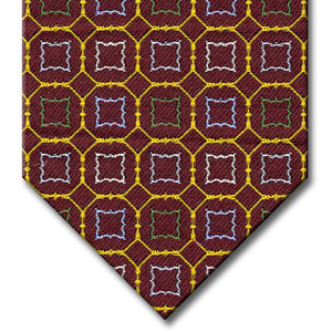 Burgundy and Gold with Green, Blue and Silver Medallion Custom Tie