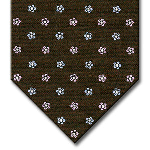 Brown with Light Blue and Pink Floral Pattern Custom Tie