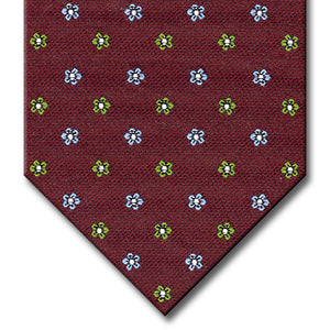 Burgundy with Light Blue and Green Floral Pattern Custom Tie