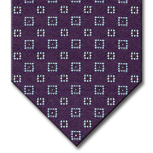 Purple with Lavender, Green and Silver Geometric Pattern Tie