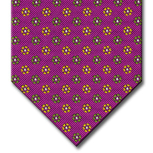 Pink with Olive, Gold and Silver Floral Pattern Custom Tie