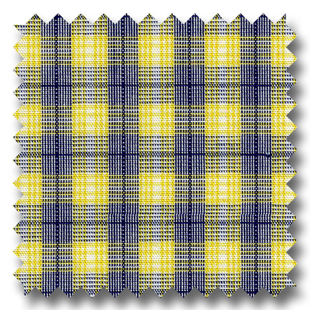 Plaid Pop Maize, Blue and White - Custom Dress Shirt