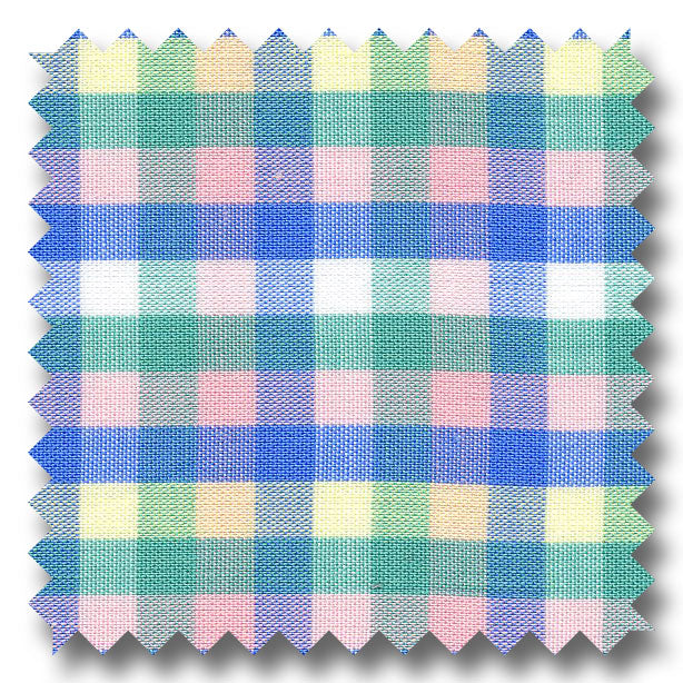 Pink, Blue,Mint and Yellow Check Poplin - Custom Dress Shirt