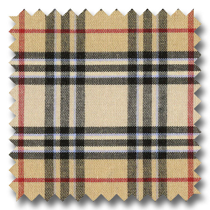 Tan, Black and Red Plaid Poplin - Custom Dress Shirt