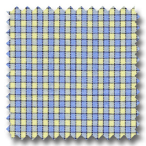 Blue and Tan Gingham Check Poplin - Custom Dress Shirt