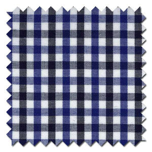 Black and Royal Gingham Tattersall Check / Plaid Custom Dress Shirt